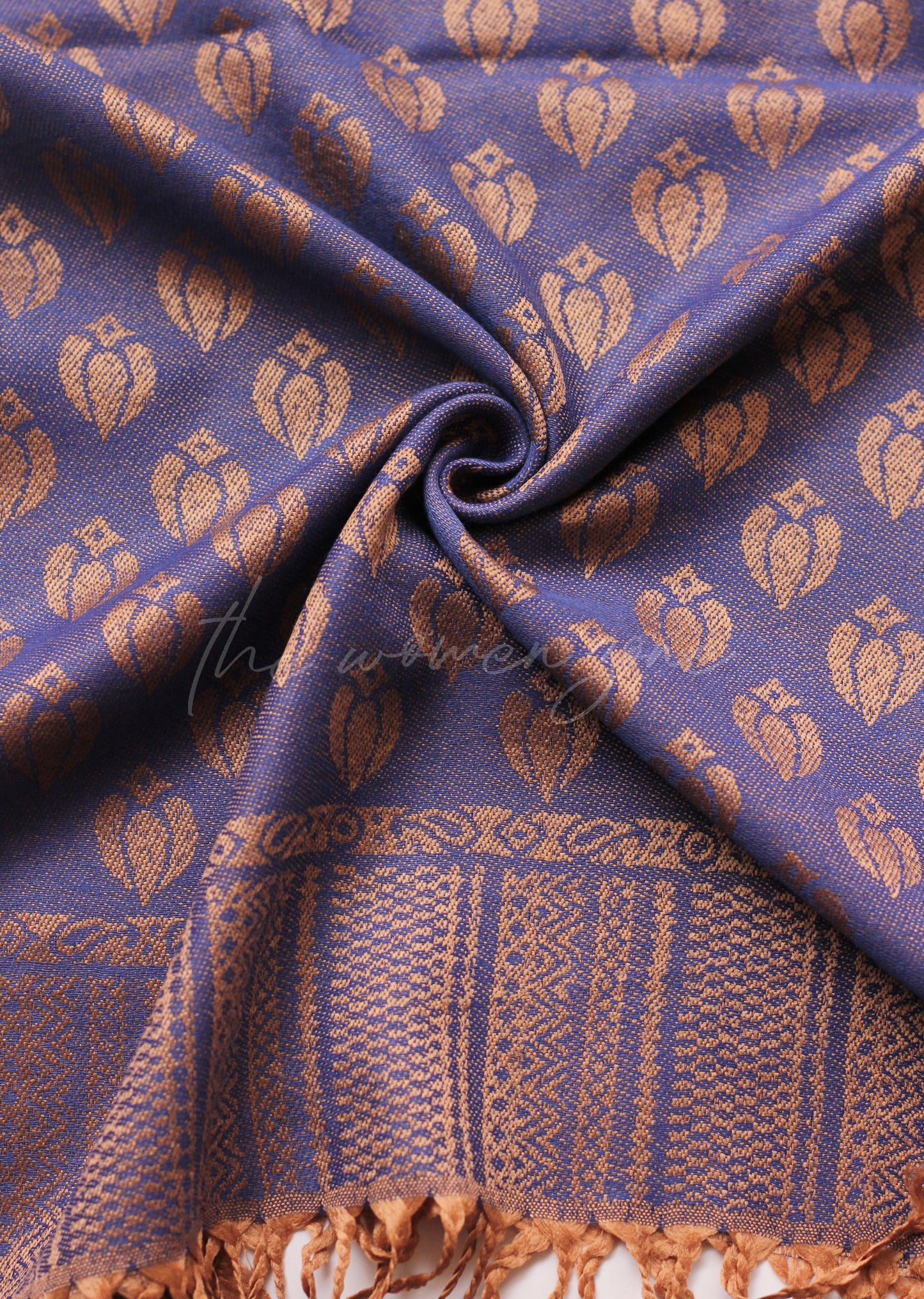 Printed Cashmere Hijab - Purplish Blue