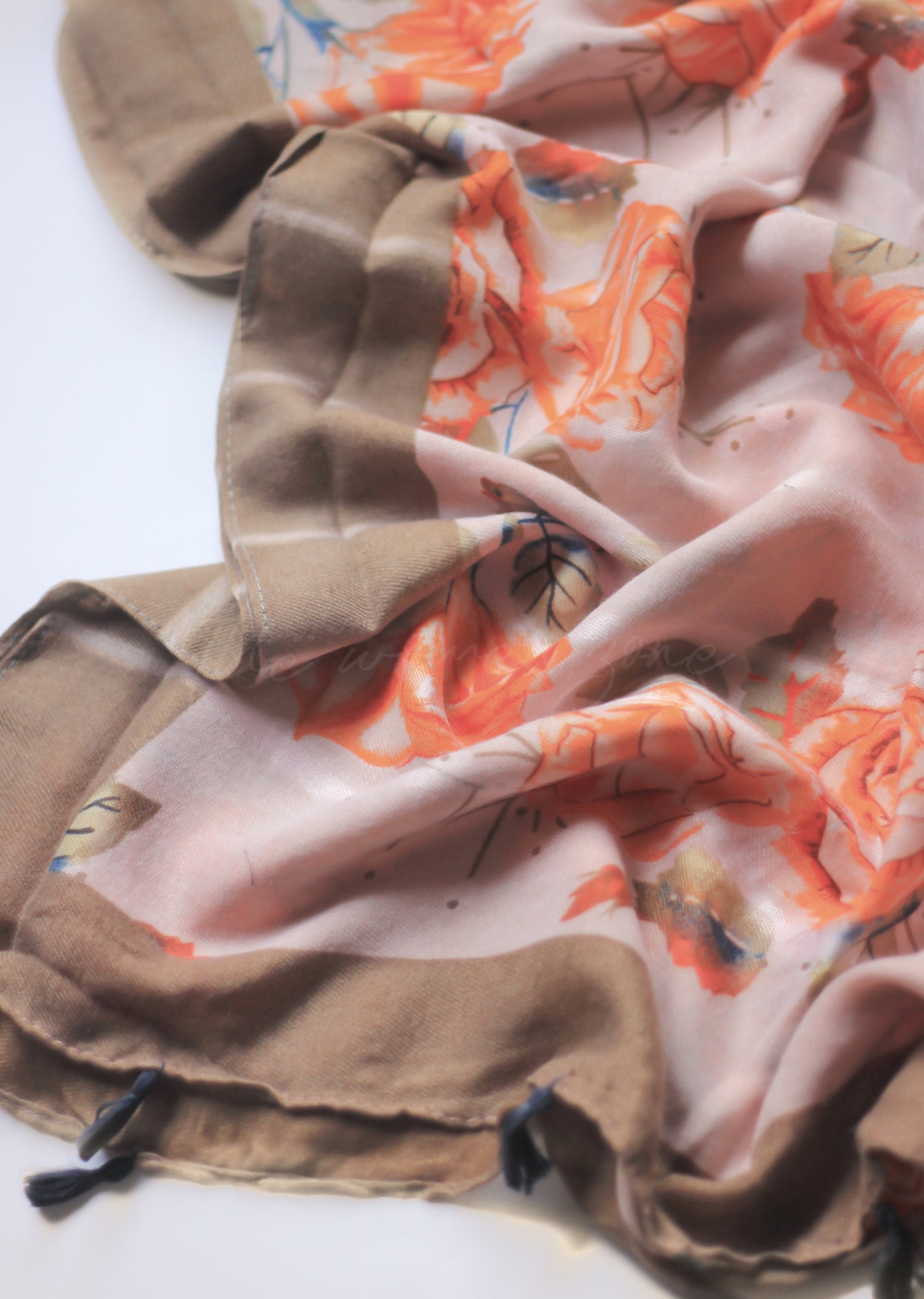 Printed Hijab - Floral Pink & Peach