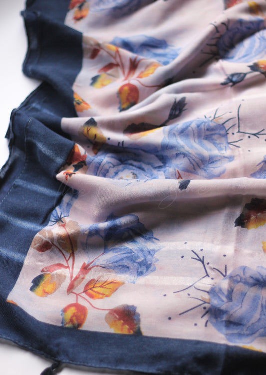 Printed Hijab - Floral Blue