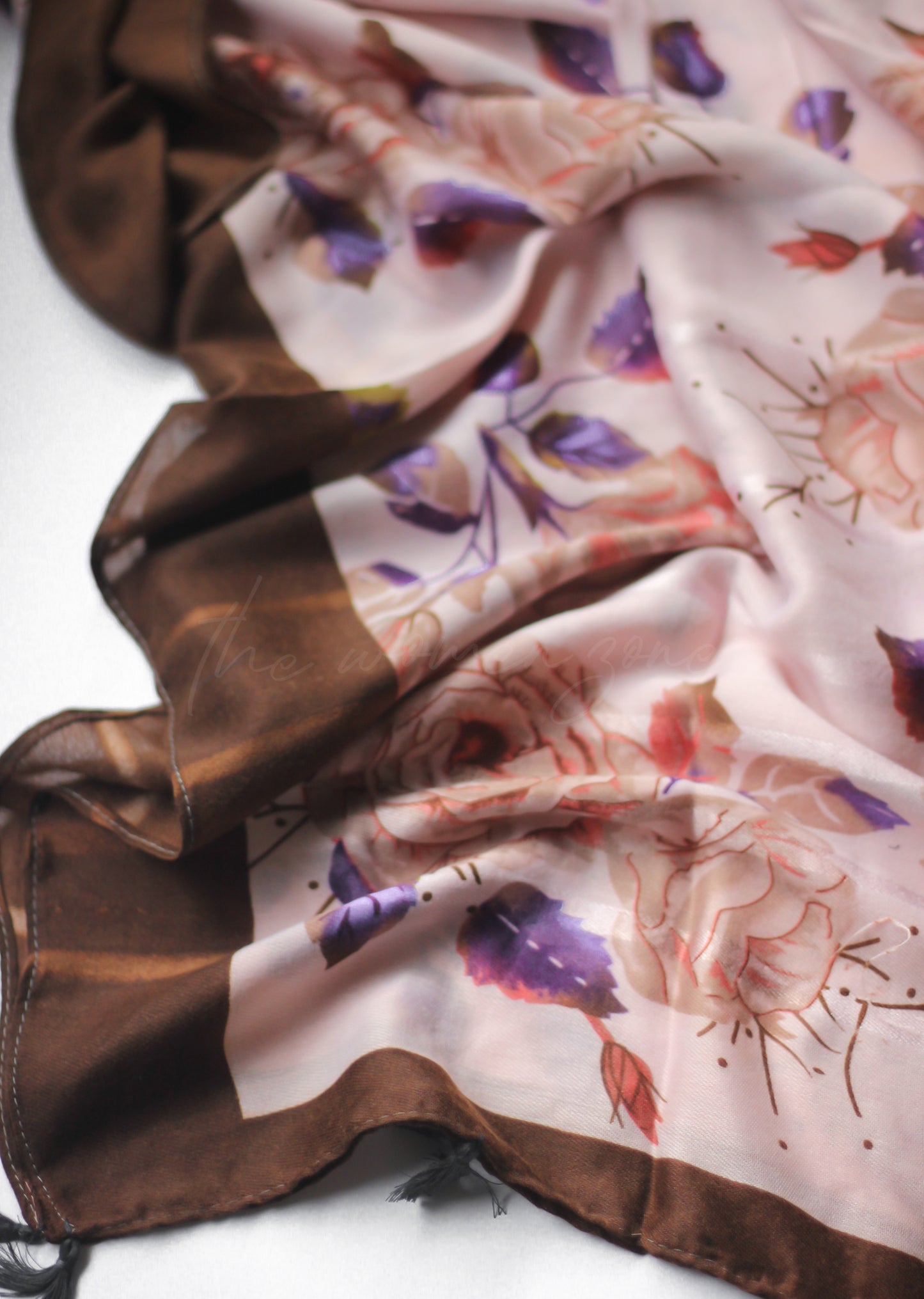 Printed Hijab - Floral Brown & Purple