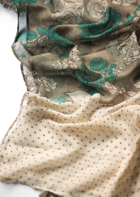 Printed Hijab - Fawn/Teal Floral