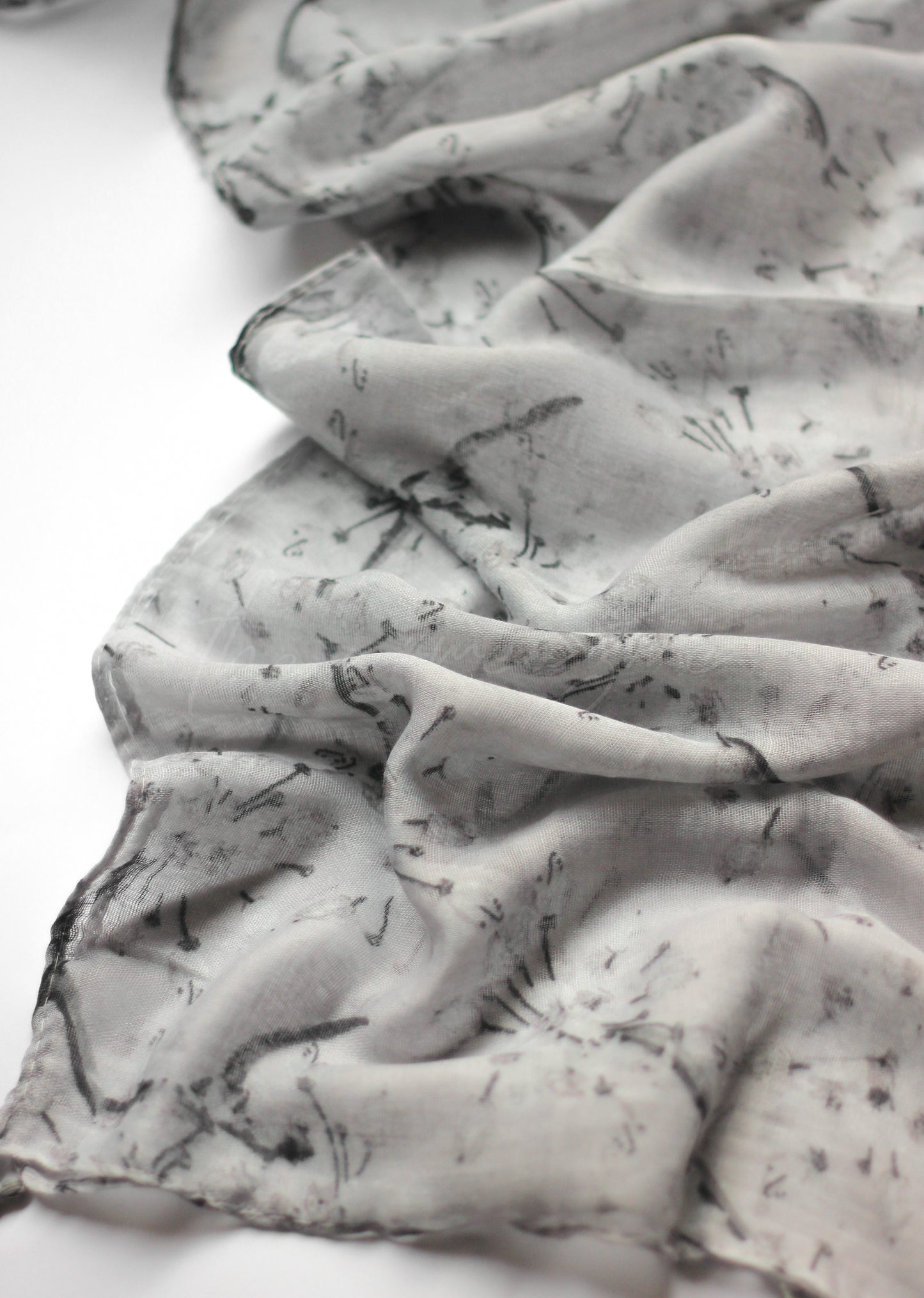 Printed Hijab - Grey Blossom