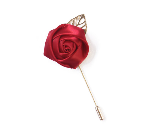 Rose Brooch Pin - Maroon