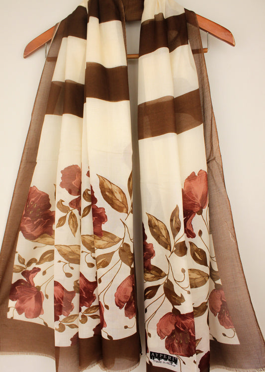 Fall Bloom - Cream w/Brown