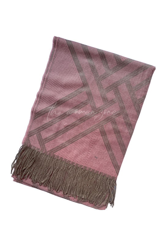 Argyle Woollen Stole -  Peachy Pink