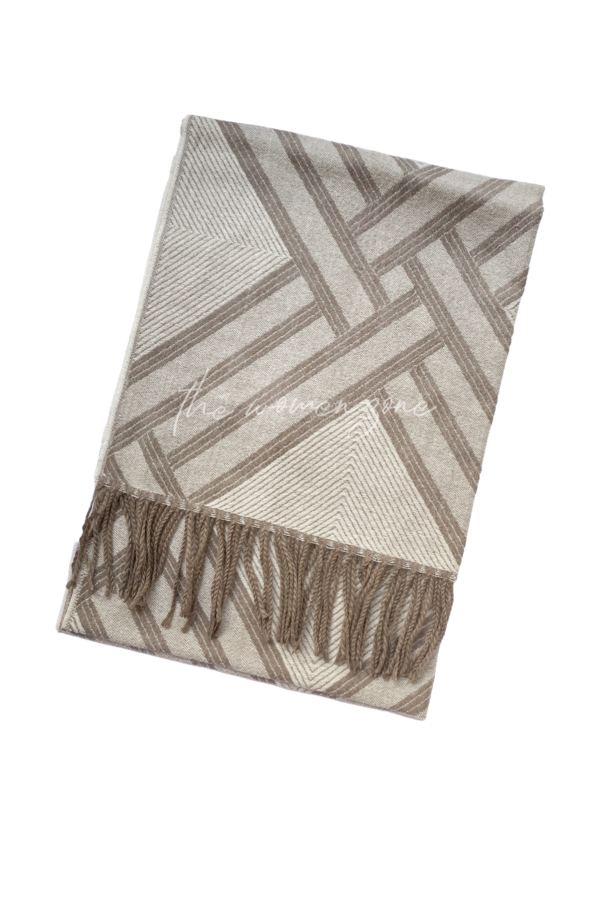 Argyle Woollen Stole - Beige Cream