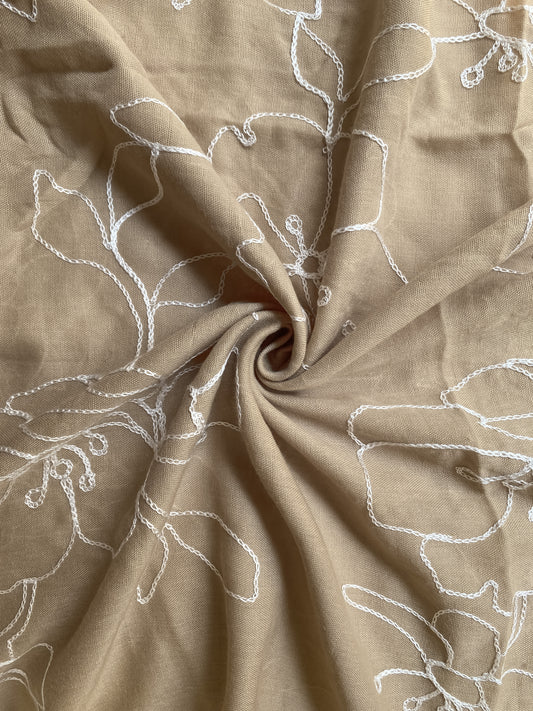 Sierra Embroidered Hijab - Natural Beige