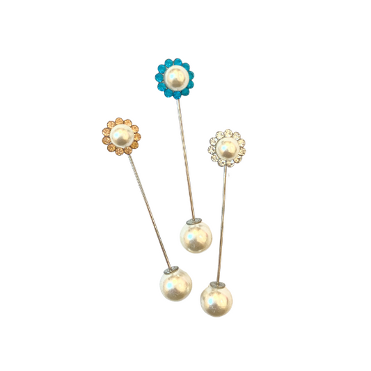 Flower Stone Brooch Pins (Set of 3)