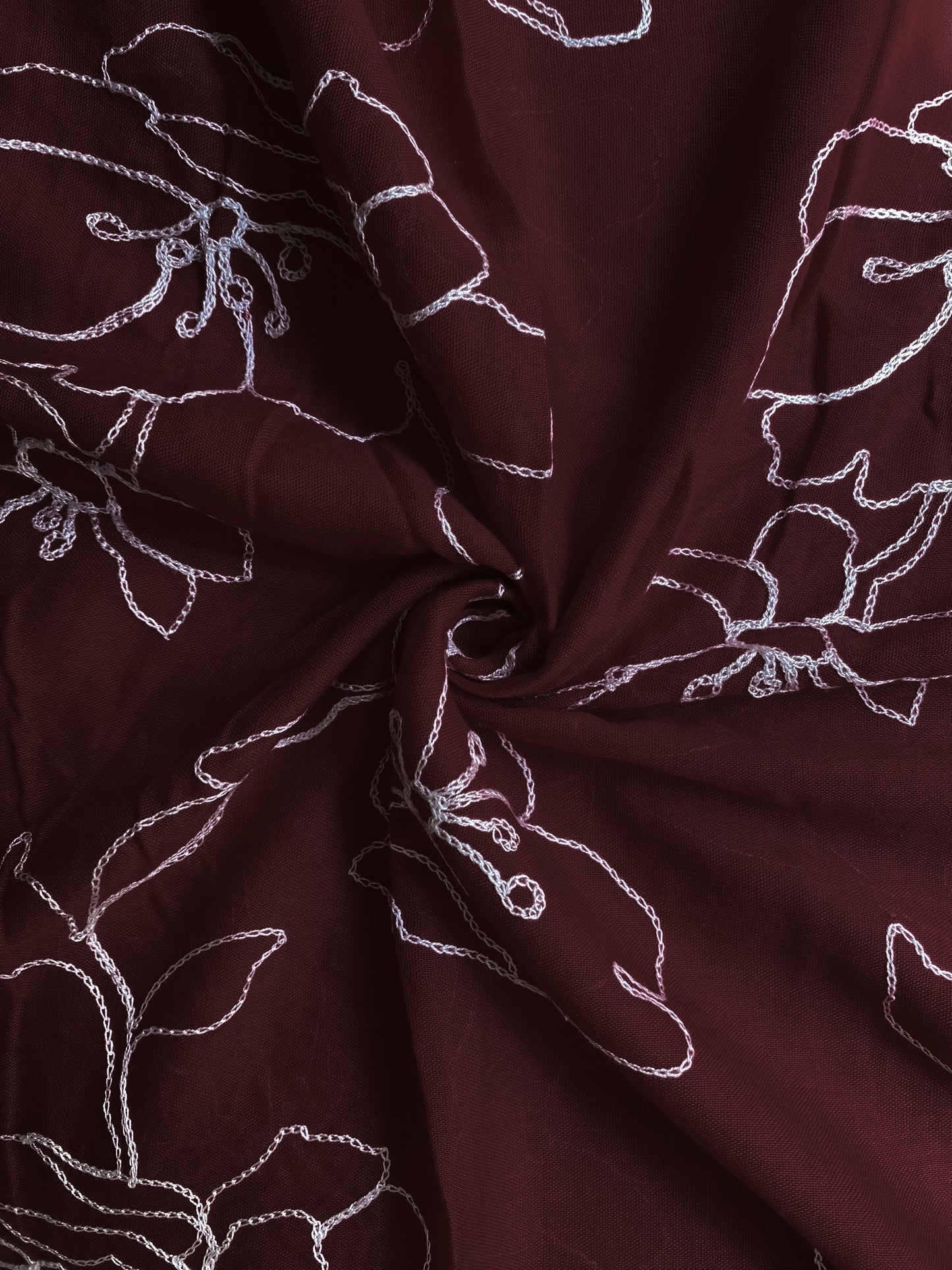 Sierra Embroidered Hijab - Dark Maroon