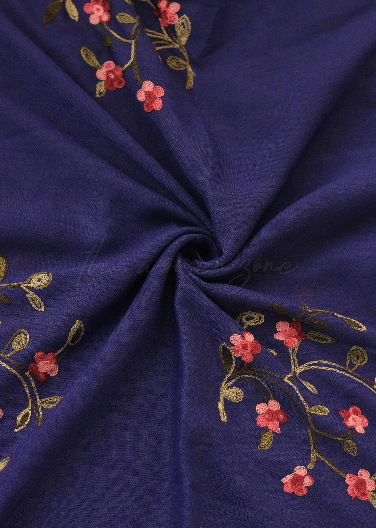 Blossom Embroidered Hijab - Ink Blue