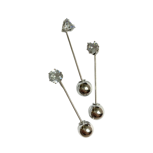 Silver Stone Brooch Pins (Set of 3 - CHT)