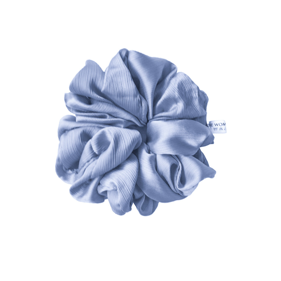 Silk Volumizing Scrunchie - Metallic Blue