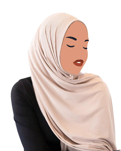 Ribbed Jersey Hijab -  Classic Neutral