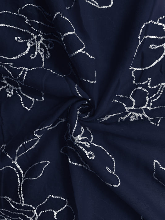 Sierra Embroidered Hijab - Navy Blue