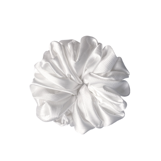 Silk Volumizing Scrunchie - Pearl White