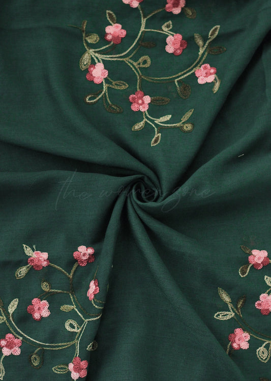 Blossom Embroidered Hijab - Emerald