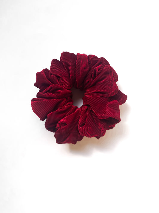 Ribbed Velvet Volumizing Scrunchie - Maroon