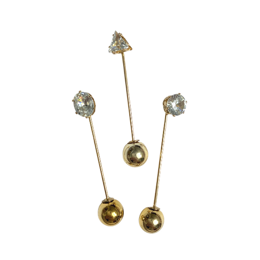 Gold Stone Brooch Pins (Set of 3 - COT)